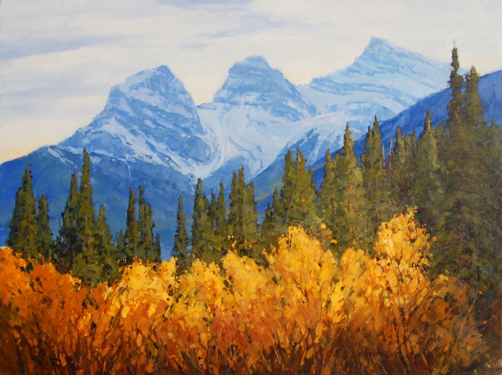 Upstaged, Three Sisters, Canmore, oil on board - 18" x 24" $ 2,700 framed