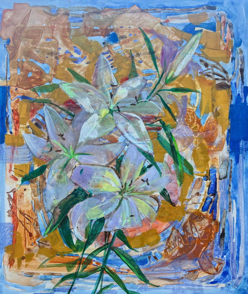 Hanna Zakharchenko - “Lilies”, Canvas|acrylic, 32x27, 2023