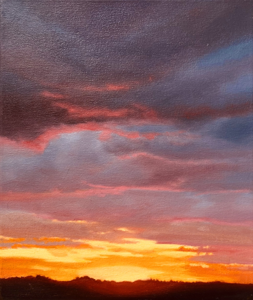 Greg Pyra - A Fire Overwhelmes the Sky, acrylic on canvas - 13 x 11, $700